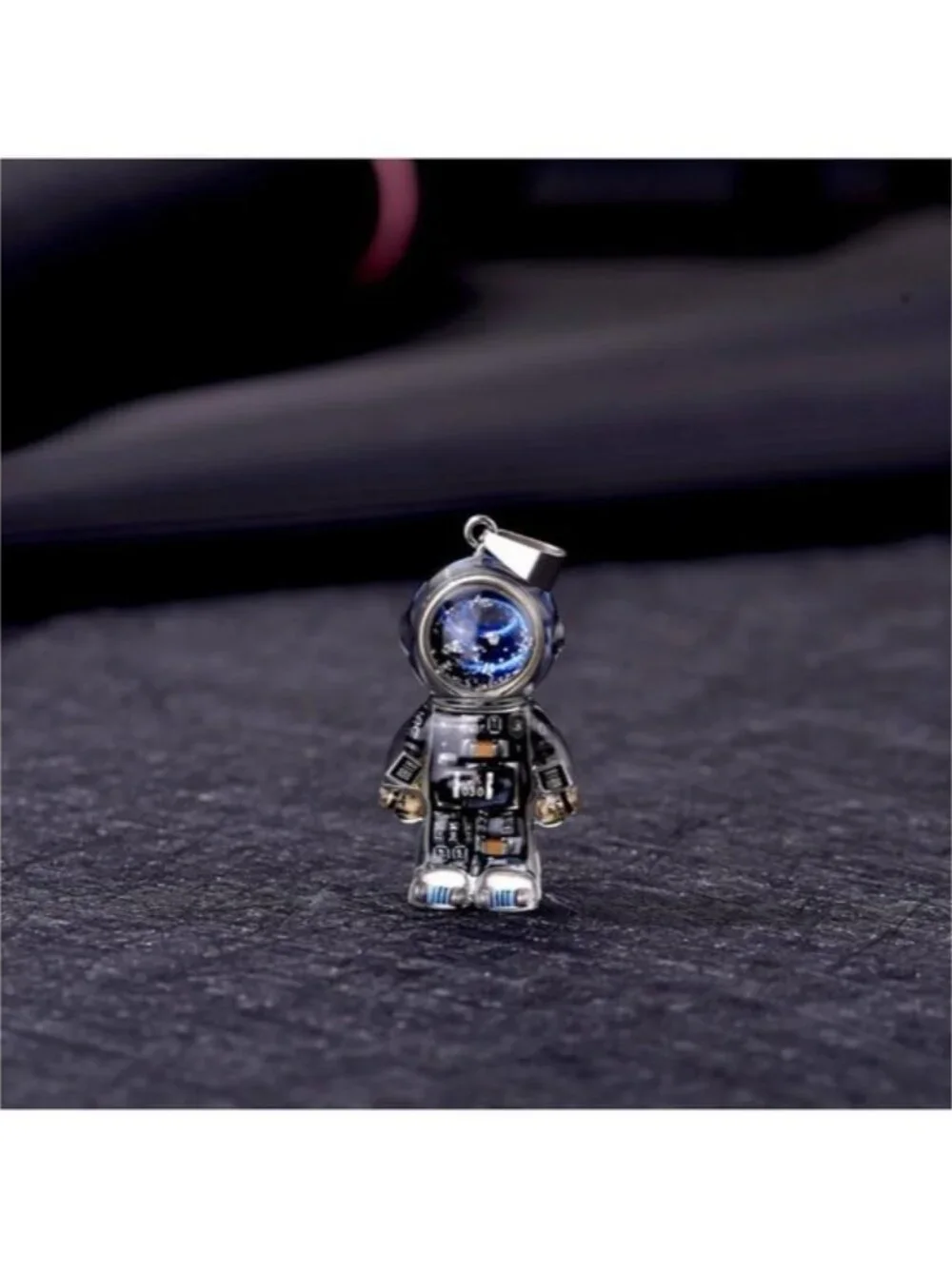 Cyberpunk Astronaut Pendant Necklace Recycled Resin Mech Gear Keychain Charm